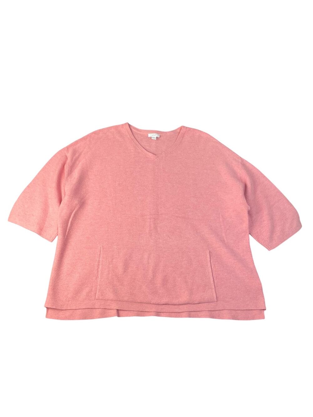 Pure Jill Women’s Medium Pink Short Sleeve Pullover V-Neck Sweater